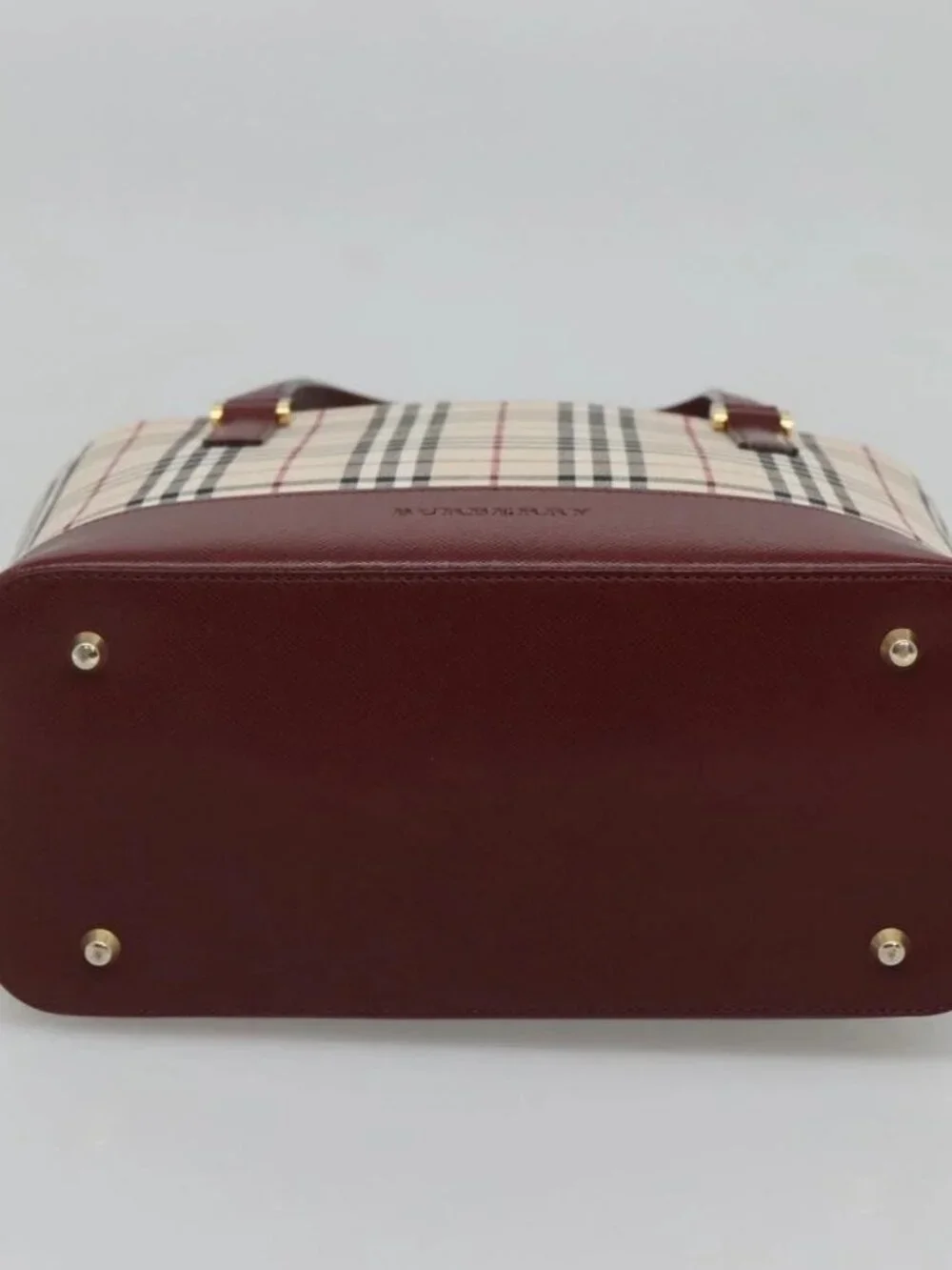 BURBERRY Nova Check Tote Bag Canvas Beige Gold Auth 118162 - Picture 5 of 14